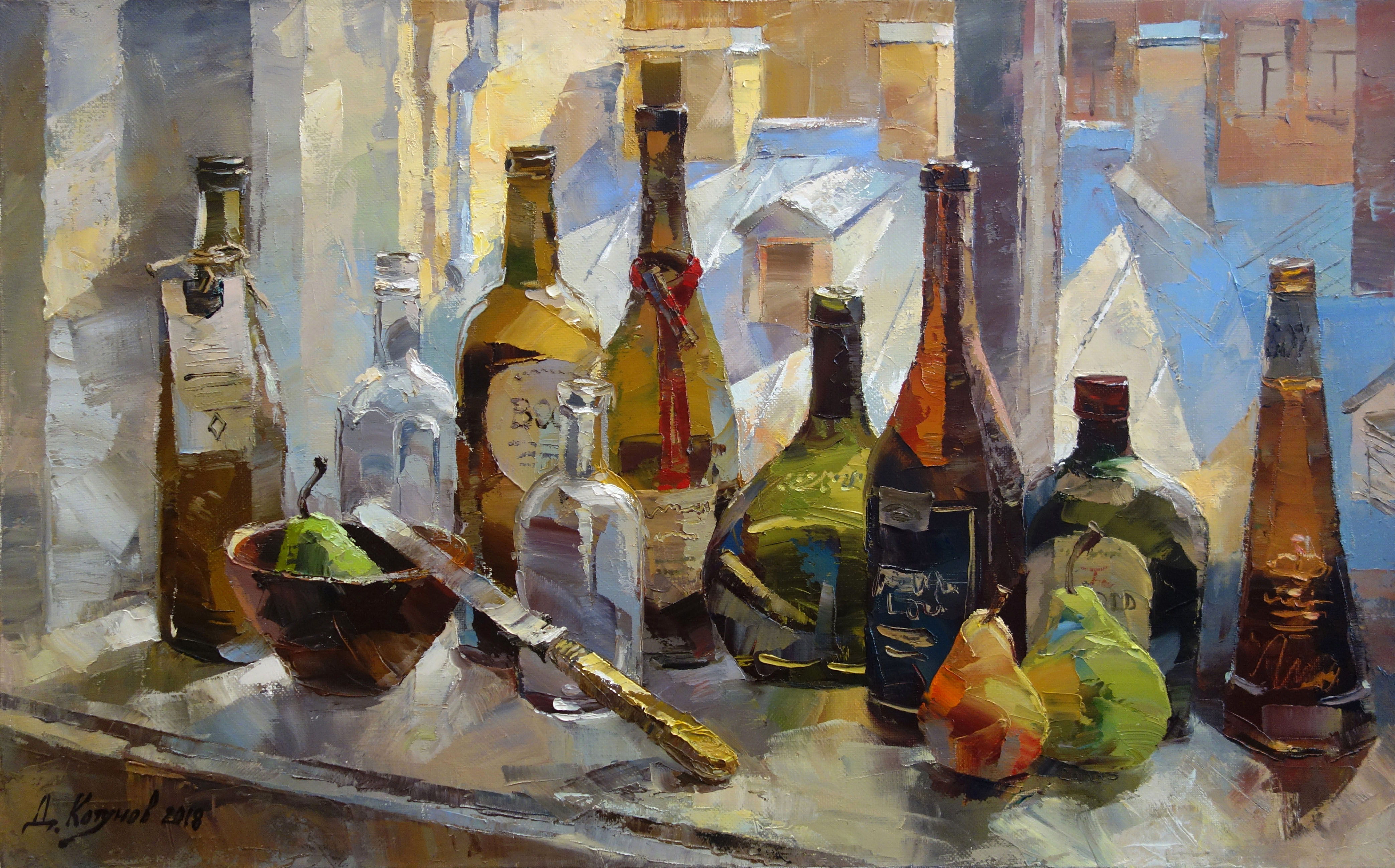 Бутылки на окне - 1, Дмитрий Котунов, Купить картину Масло