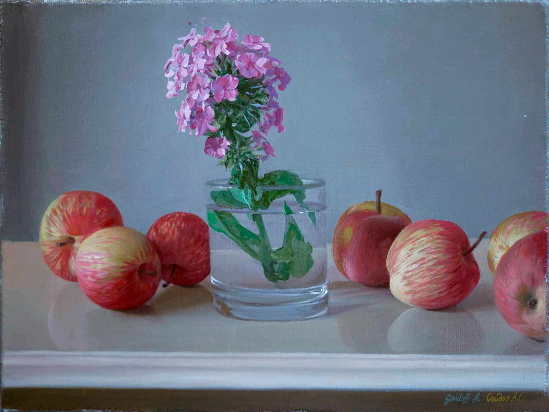 Цветок и яблоки  - 1, Александр Саидов, Купить картину Масло