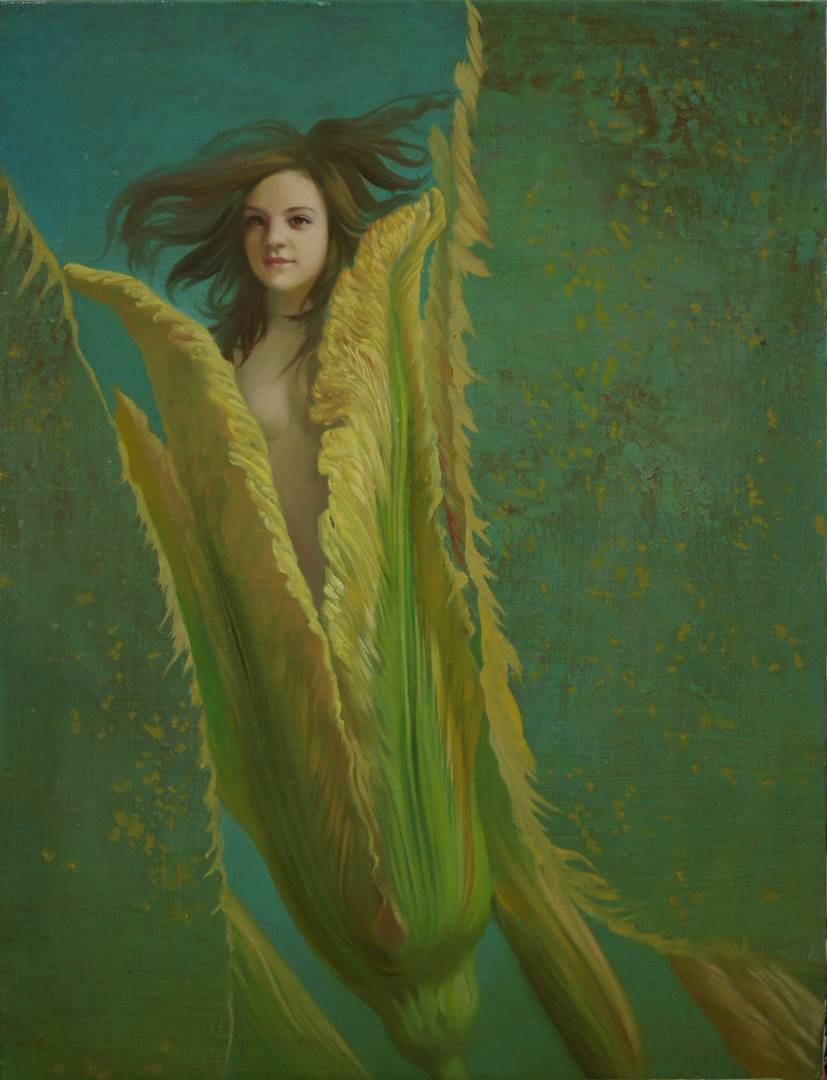 Девушка в зеленом цветке  - 1, Александр Саидов, Купить картину Масло