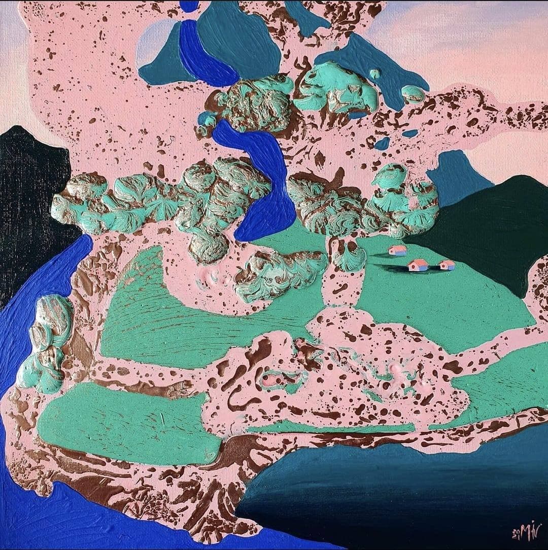 Водопад в розовом тумане - 1, Маша Ив , Купить картину Авторская техника