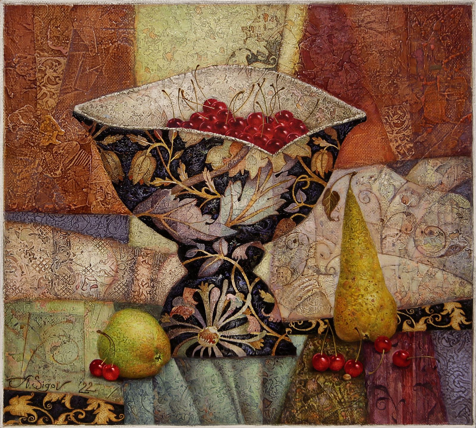 Натюрморт с вишневой косточкой - 1, Александр Сигов, Купить картину Масло