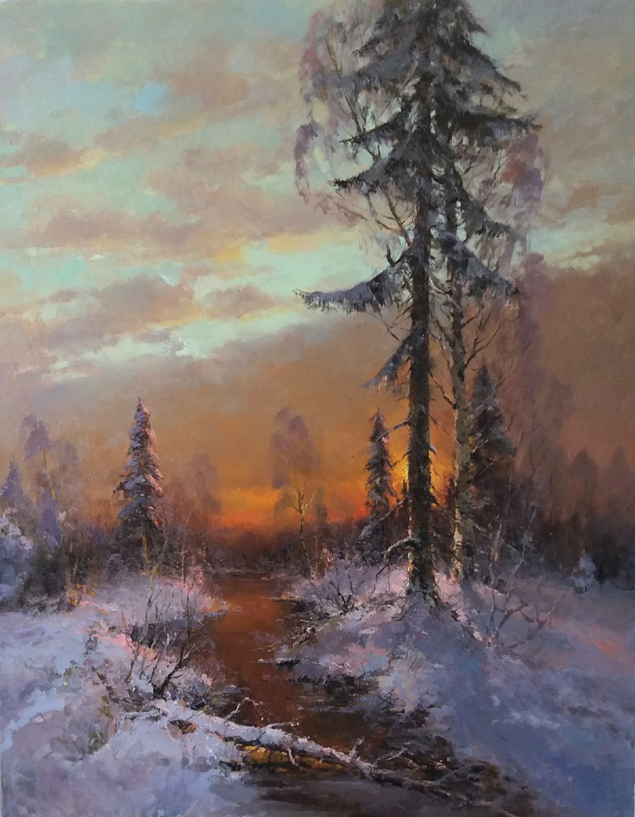 Закат на болоте - 1, Александр Кремер, Купить картину Масло