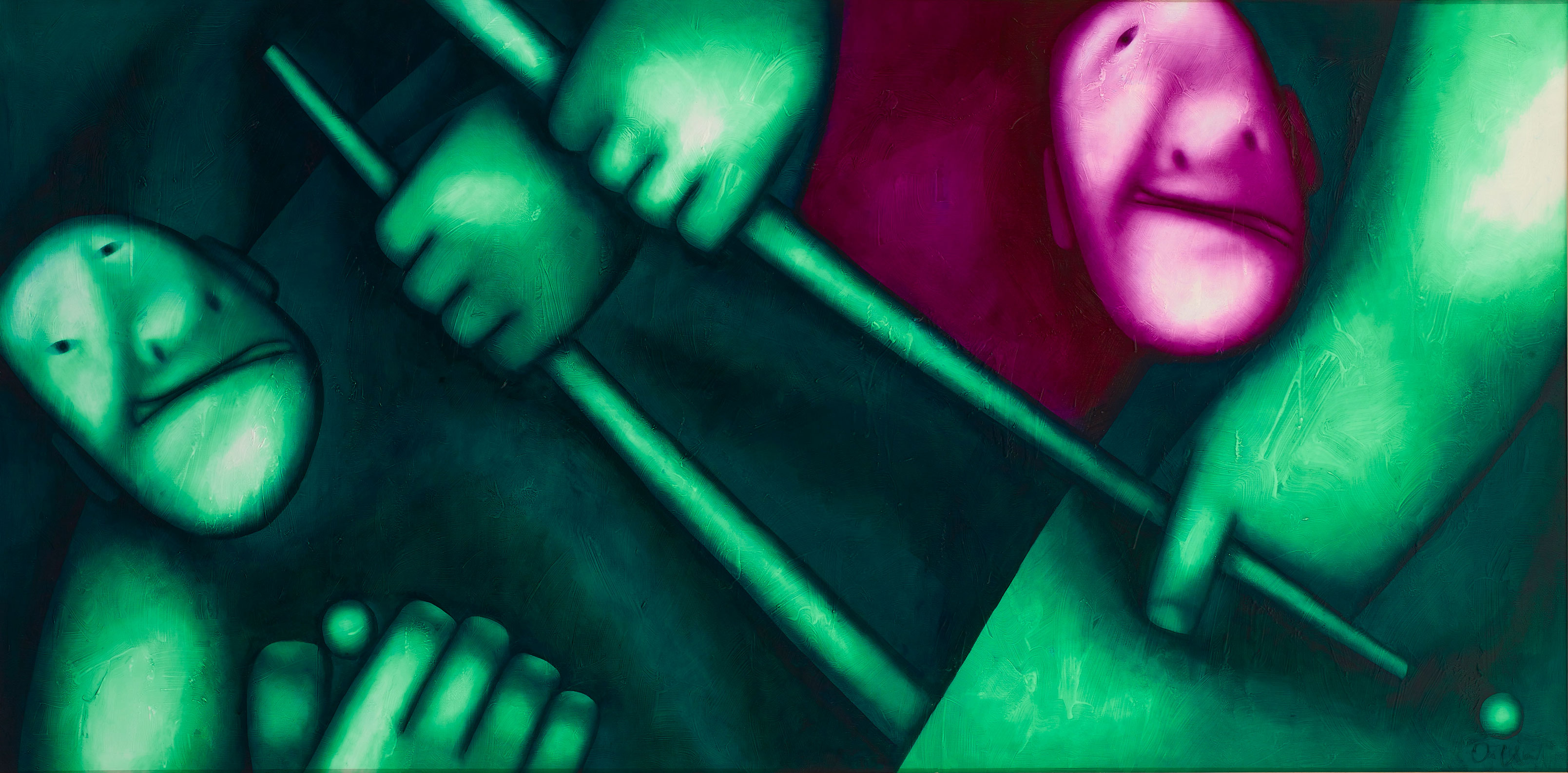 Игра в бильярд - 1, Олег Целков, Купить картину Масло