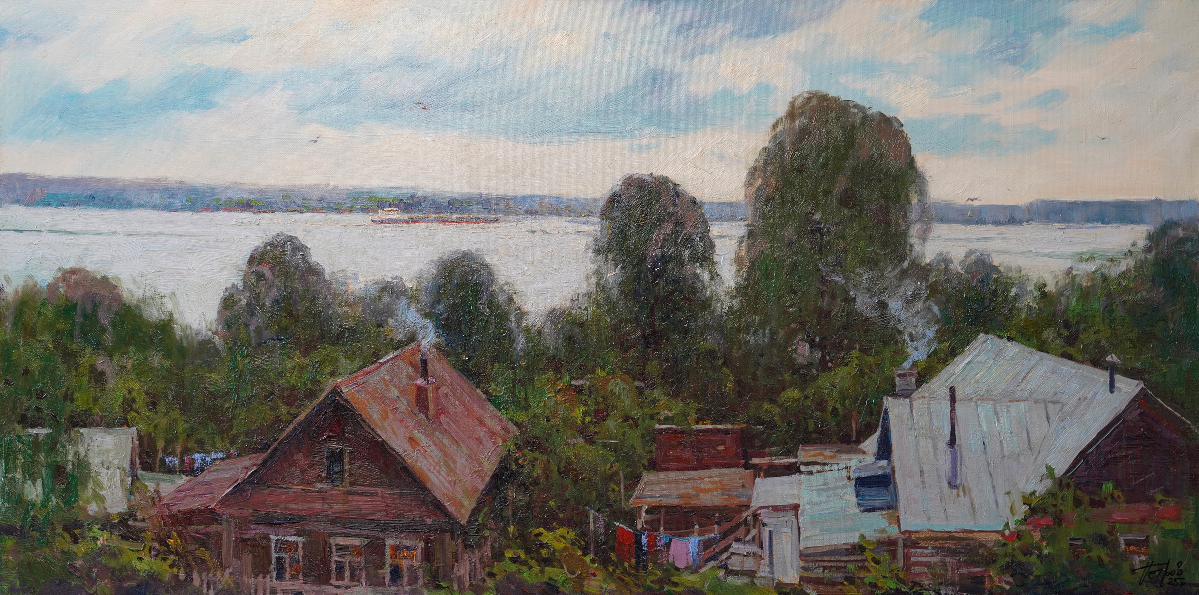 Прохлада над рекой - 1, Николай Петров, Купить картину Масло