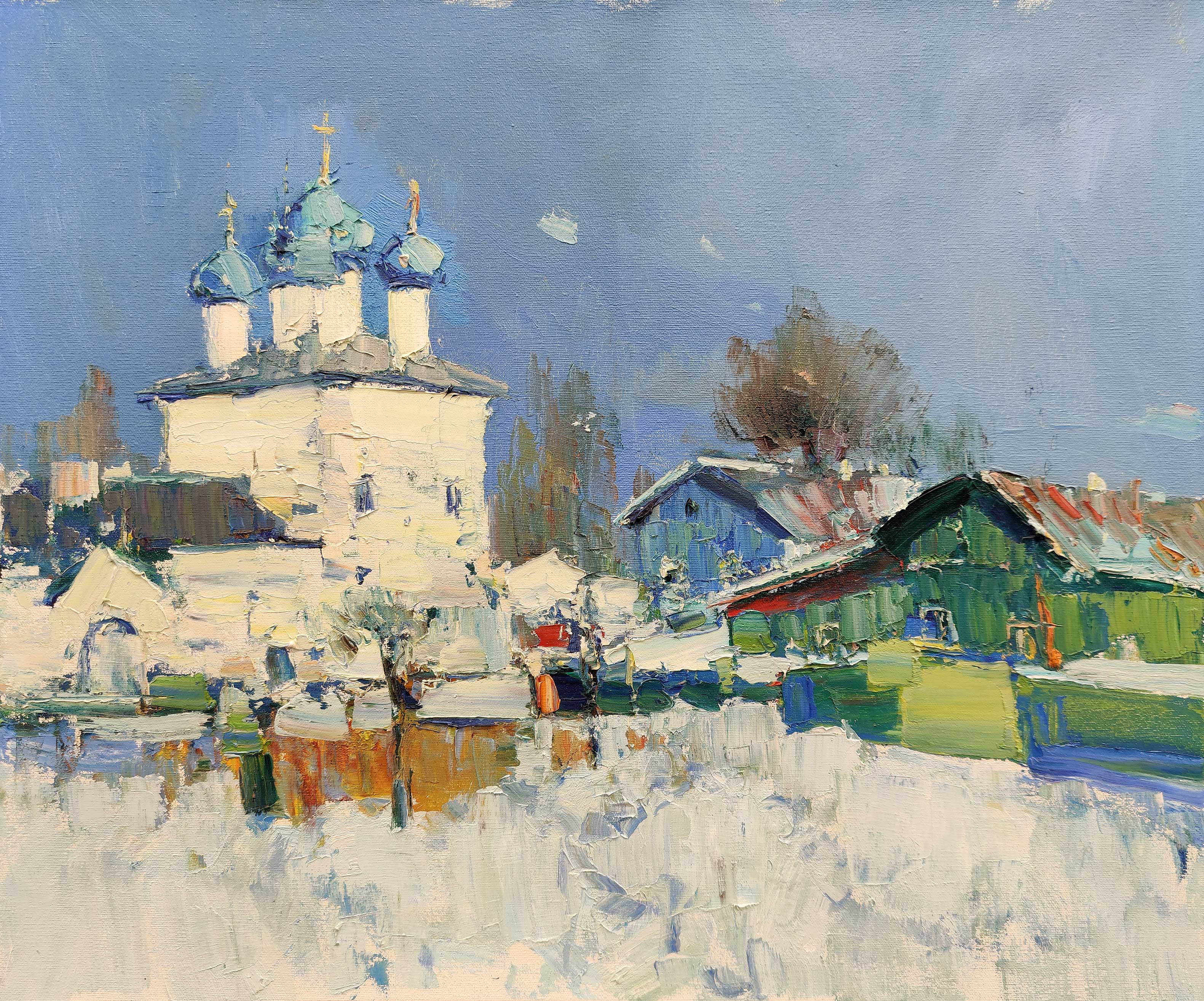 Храм. Зимний вечер - 1, Александр Бобров, Купить картину Масло